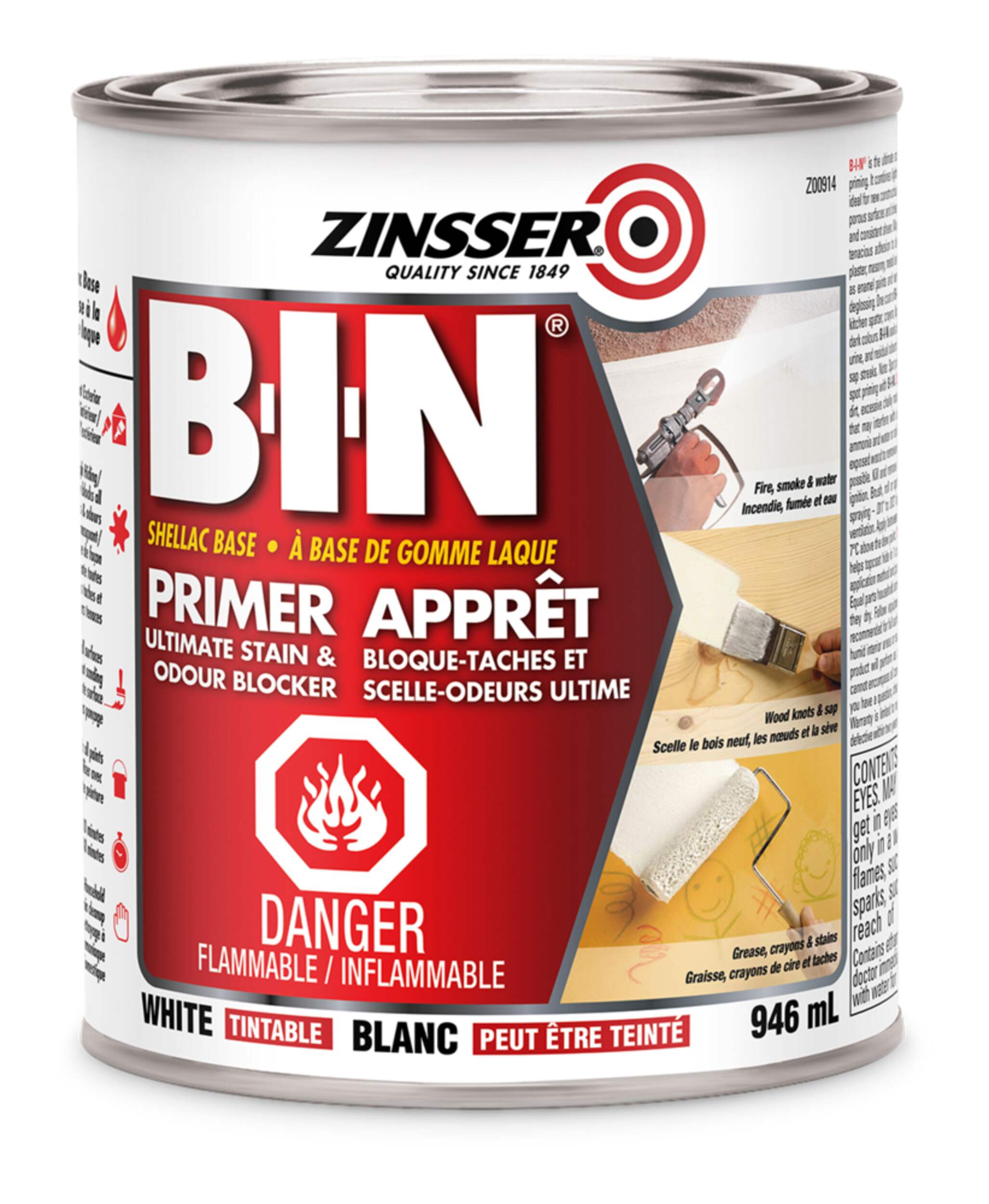 Apprêt de base à la gomme laque BIN - Zinsser