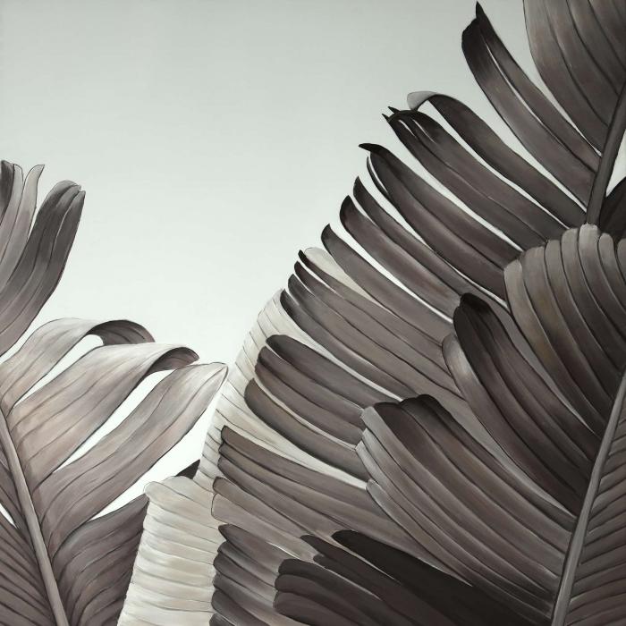 Feuilles tropicales en tons de gris | reproduction sur toile